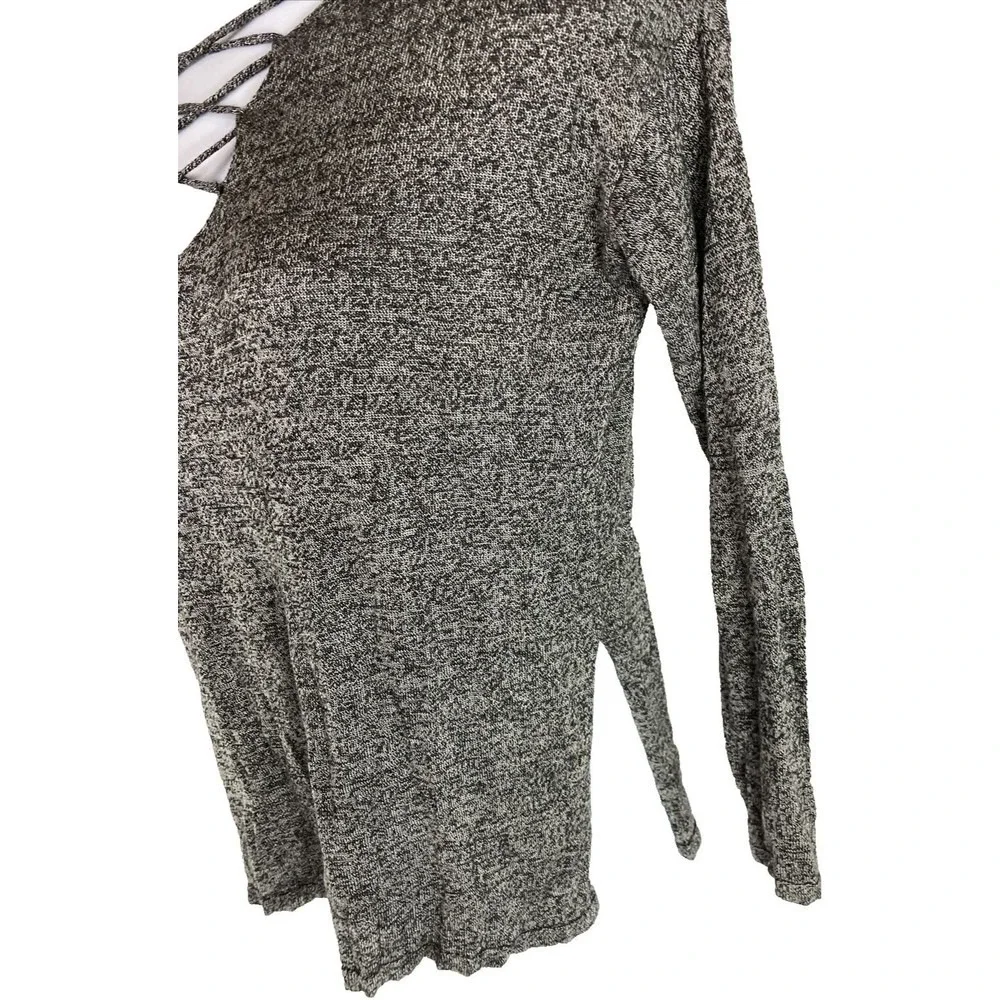 Altar'd State Women's Small Gray Long Sleeve Blouse Lightweight Straps Across
